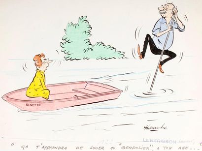 ALEXANDRE, Robert HUET dit (1930-2002) 
SCÈNES DE MÉNAGE - Cinq dessins de presse...