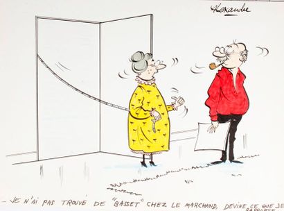 ALEXANDRE, Robert HUET dit (1930-2002) 
SCÈNES DE MÉNAGE - Cinq dessins de presse...