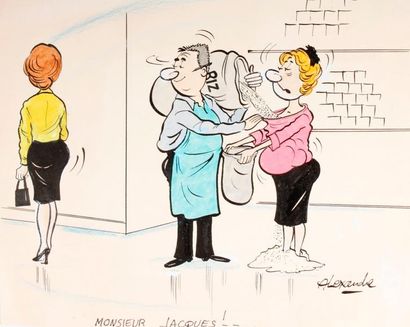 ALEXANDRE, Robert HUET dit (1930-2002) 
VOYEURISME - Quatre dessins de presse originaux...