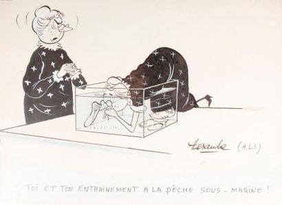 ALEXANDRE, Robert HUET dit (1930-2002) 
SPORTS - Six dessins de presse originaux...