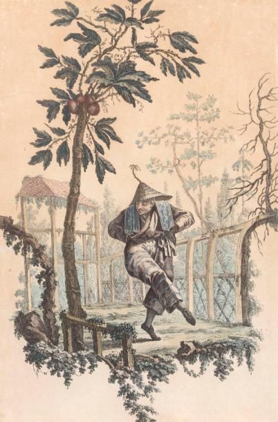 Jean PILLEMENT (1728-1808) école de Chinois dansant - Chinois à la serpe
Deux pendants.
Gravures...
