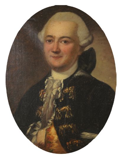 ÉCOLE FRANÇAISE, milieu du XVIIIe siècle Portrait d'homme en buste coiffé d'une courte...