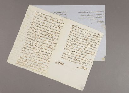 Pierre-Jean de BERANGER (1780-1857) Deux
Lettres autographes signées. Très intéressante...