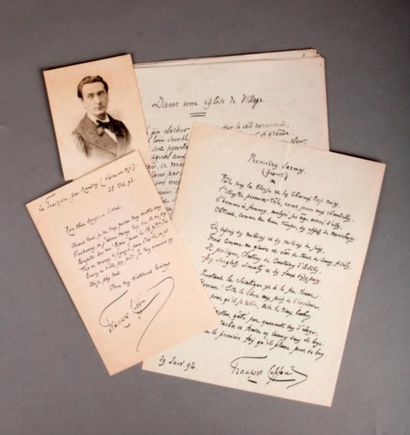 François COPPÉE (1842-1908) Six pièces. Poème autographe signé, intitulé «Dans une...