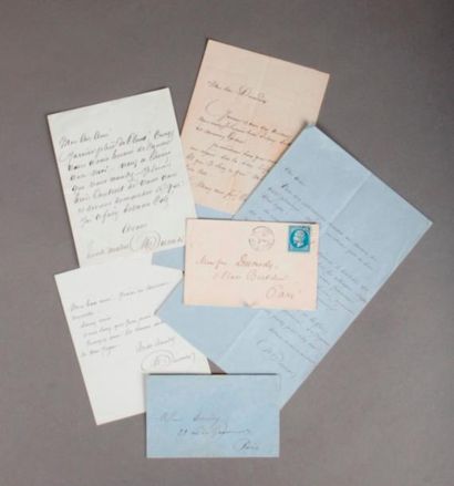 Alexandre DUMAS (1802-1870) Quatre lettres autographes signées et trois enveloppes...