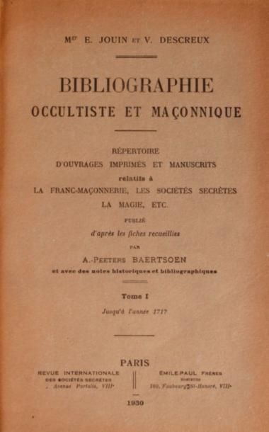 [Franc-Maçonnerie] JOUIN & DESREUX.
Bibliographie Occultiste et Maçonnique. Répertoire...