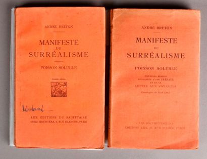 BRETON (André) Manifeste du Surréalisme. Poisson soluble. Aux Editions du Sagittaire,...