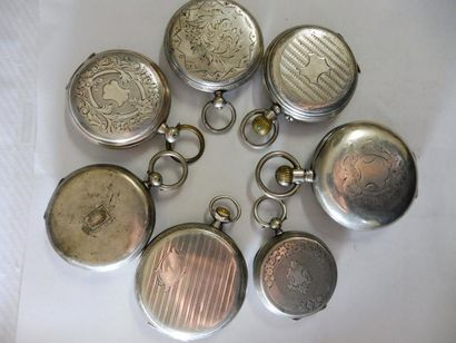 null 7 MONTRES DE POCHE à clef (5), à remontoir (2), argent (bon état)