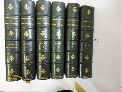 VERLAINE Paul "Ouvres complètes" éditeur Léon VANIER – 6 volumes dos cuir vert à...