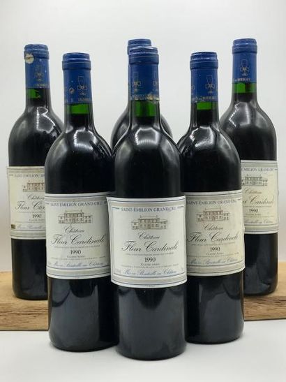 null 6 bouteilles Château Fleur Cardinal Saint Emilion GC 1990 (étiq. lég. marqu...