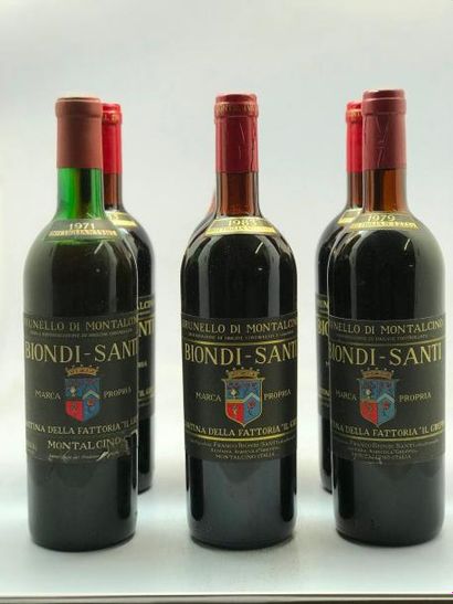 null 6 bouteilles: 1 bouteille Brunello di Montalcino Biondi Santi 1971 (niveau:...