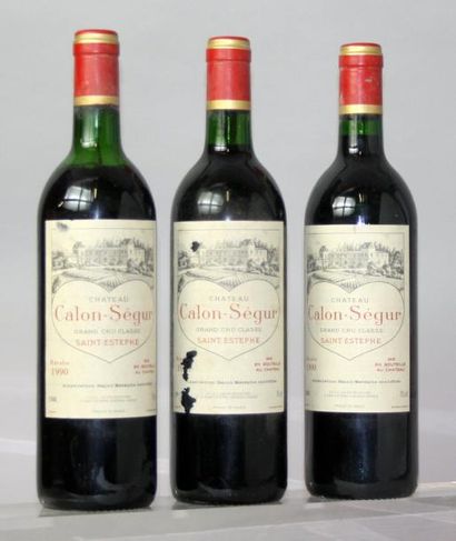 null Trois bouteilles Château CALON SÉGUR 3ème GCC - Saint Estephe 1990.
(Une étiquette...