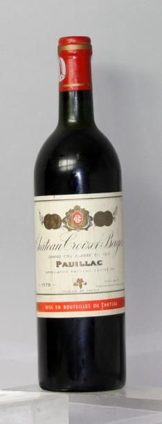 null Une bouteille Château CROIZET BAGES 5ème GCC - Pauillac 1978.
(Niveau légèrement...