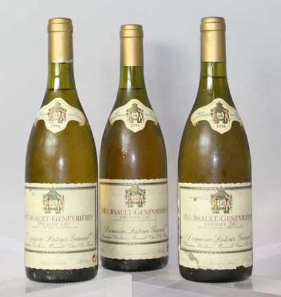 null Trois bouteilles MEURSAULT 1er “Genevrières” -
Domaine LATOUR GIRAUD 1996.
(Etiquettes...