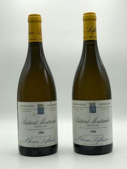 null 2 bouteilles Bâtard-Montrachet GC Olivier Leflaive 1996 (étiq.très lég.marq...