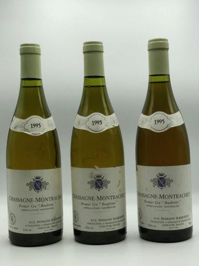 null 3 bouteilles Chassagne-Montrachet "Boudriotte" 1er cru Domaine Ramonet 1995...