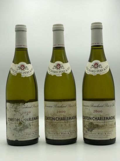 null 3 bouteilles Corton-Charlemagne GC Domaine Bouchard Père & Fils 2000 (étiq.lég.abîmées,...