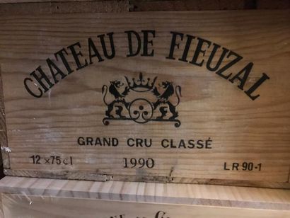 null 12 bouteilles Château de Fieuzal GC Graves (blanc) 1990 (caisse bois d'orig...