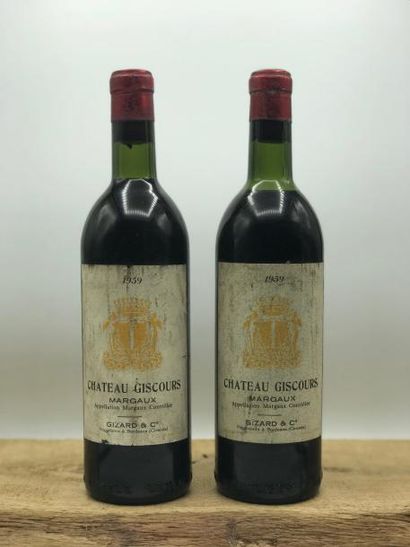 null 2 bouteilles Château Giscours 3e Cru Classé Margaux (mise négoce) 1959 (niveau...