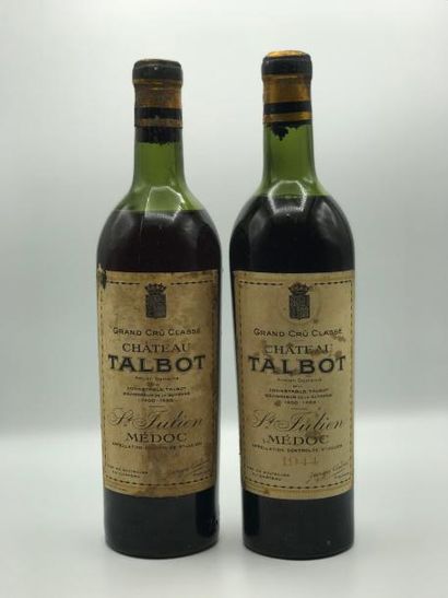 null 2 bouteilles Château Talbot 4e Cru Classé Saint-julien 1944 (niveaux: 1 mi ép.,...