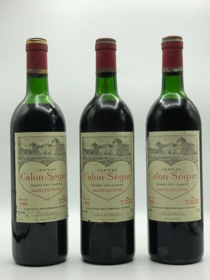 null 3 bouteilles Château Calon-Ségur 3e Cru Classé Saint-estèphe 1989 (niveau: 2...