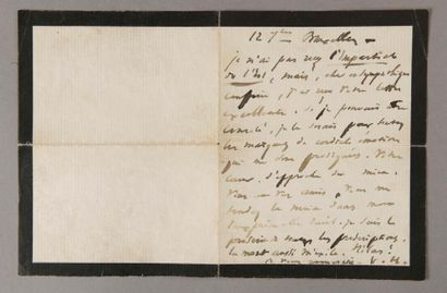Victor Hugo (1802-1885) Lettre autographe signée V.H. (Exilé à Bruxelles en 1851-1852)....