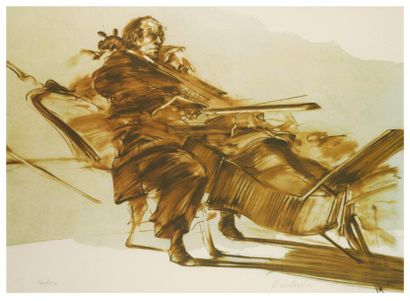 Claude WEISBUCH (1927-2014) Le violoncelliste
Lithographie en couleurs, signée, numérotée...