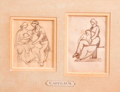 Attribué à Jean-Baptiste CARPEAUX (1827-1875) Mères et enfants
Deux dessins à la...