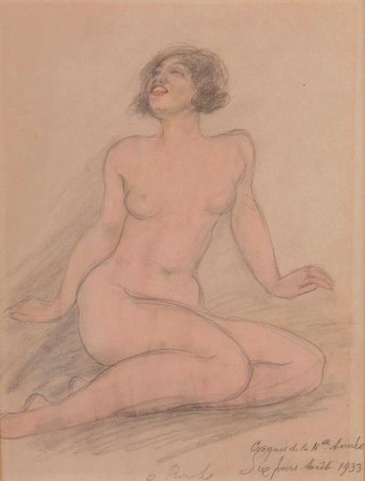 Odilon ROCHE (1868-1947) Baigneuse
Aquarelle, signée en bas au milieu, annotée en...