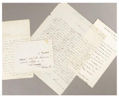 Alphonse de Lamartine (1790-1869) Cinq pièces, deux lettres autographes signées....
