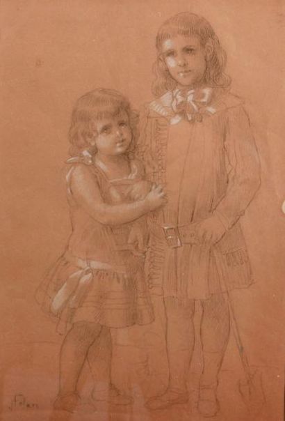 Joseph FELON (1818-1896) Portraits de deux enfants
Dessin à la mine de plomb et rehauts...