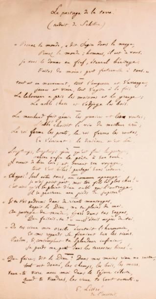 Émile LITTRÉ (1801-1881) Deux lettres autographes signées et un manuscrit autographe...