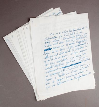 Michel MORHT (1914-2011) Important manuscrit autographe signé, destiné aux correcteurs...