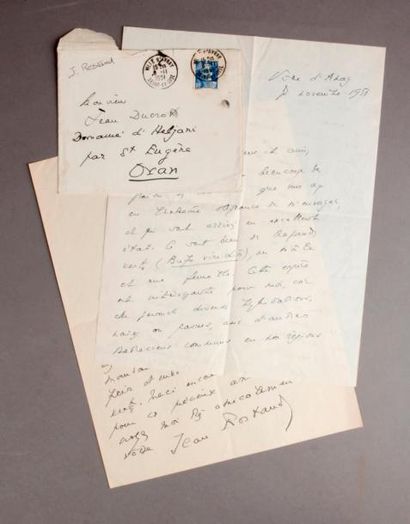 Jean ROSTAND (1894-1977) Cinq lettres autographes signées et un tapuscrit signé....