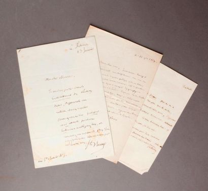 Charles Augustin SAINTE-BEUVE (1804-1869) Cinq lettres autographes signées, in-8...