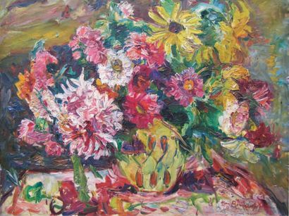 BINAEPFEL LUCIEN (1893-1972) Bouquet de fleurs. Huile sur toile, signée en bas à...