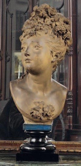 Albert-Ernest CARRIER-BELLEUSE (Anizy-le-Château 1824 - Sèvres 1887) Buste en terre...