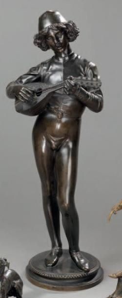 Paul DUBOIS (1829-1905) Le chanteur Florentin, modèle exposé en 1865. Bronze à patine...