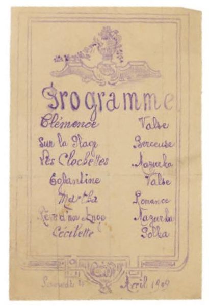 SATIE (Eric) Programme pour sa soirée du Samedi 4 Avril 1909; une page in-12 polygraphiée...