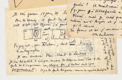 COCTEAU (Jean) Lettre autographe, à MMr Bourtilleau et Delamain; 3 pages in-8, avec...