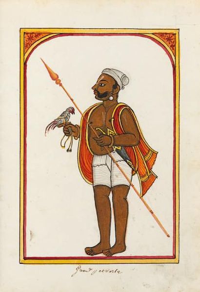 HINDOUS Types de divers personnages des Indes. Réunion de 89 aquarelles originales...