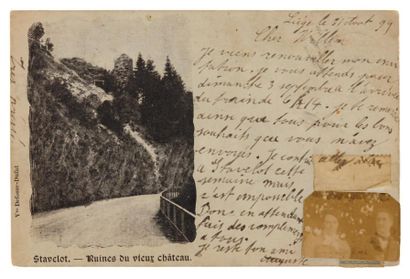 [APOLLINAIRE (Guillaume)] Carte postale à lui adressée, autographe, signée "Auguste"....