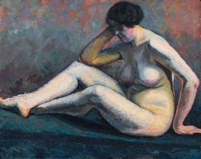Roger GRILLON (1881-1938) Nu dans l'atelier, 1914 Huile sur toile. 173 x 92 cm Tableau...