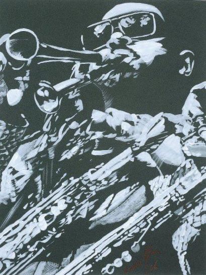 RANCILLAC (né en 1932) Krick, jazzman Gouache 66 x 48 cm
