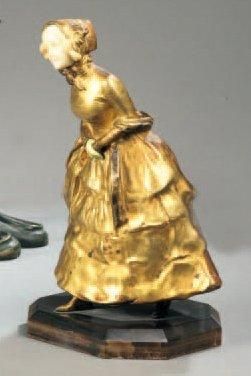 Georges Van der STRAETEN (1856-1928) Laurette Sujet en chryséléphantine et bronze...
