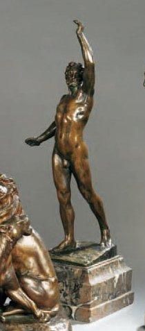 Léandre GRANDMOULIN (1873-1957), Ecole belge Athlète, académie Bronze patine brun...