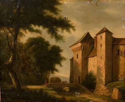 Laure BRICE (Première moitié du XIXe siècle), attribué à Vue d'un château de Franche-Comté
Vue...