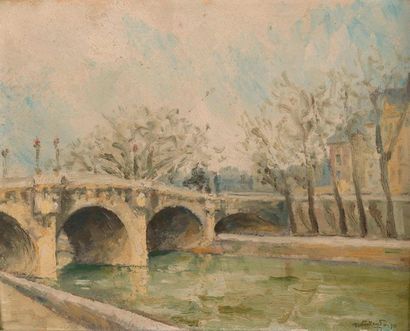 P WESTENDORP La Seine au Pont-Neuf
Huile sur carton, signée en bas à droite et datée...