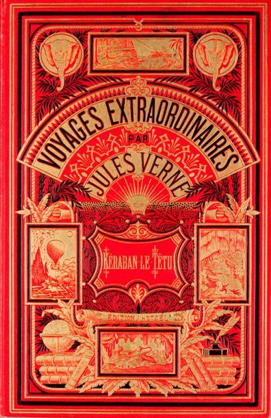 JULES VERNE-HETZEL Keraban-le-têtu (1883).
Volume double aux deux éléphants du deuxième...