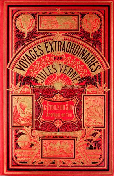 JULES VERNE-HETZEL L'Etoile du sud / L'Archipel en feu (1884). Volume double aux...